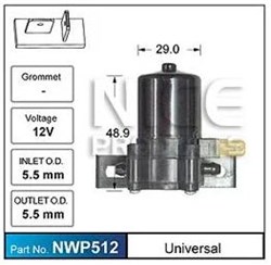 WASHER PUMP - 12V UNIVERSAL PartNo:  NWP512