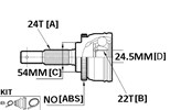 CV JOINT - 24X54X22 DAIHATSU (NON ABS)