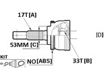 CV JOINT - 17X53X33 HOLDEN RODEO >02