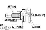 CV JOINT - 25X55X22 NISSAN (42T ABS)