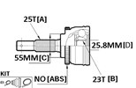 CV JOINT - 25X55X23 NISSAN (NON ABS)