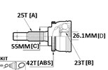 CV JOINT - 25X55X23 NISSAN (42T ABS)