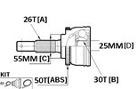 CV JOINT - 26X55X30 (50T ABS) HONDA