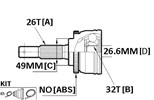 CV JOINT - 26X49X32 ACCORD PRELUDE 82-87