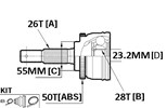 CV JOINT - 26X55X28 HONDA (50T ABS)
