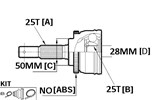 CV JOINT - 25X50X25 MITSUBISHI