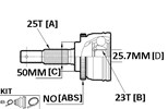 CV JOINT - 25X50X23 MITSUBISHI GALANT