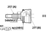 CV JOINT - 25X54X27 MITSUBISHI V3000