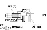 CV JOINT - 25X54X24 MITSUBISHI