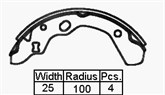 BRAKE SHOES - 323 LASER 90> (25MM WIDE)