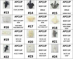 BODY CLIP ASSORTMENT PartNo:  APCLIP