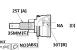 CV JOINT - 25X35X30 ACCORD 83> (INNER)